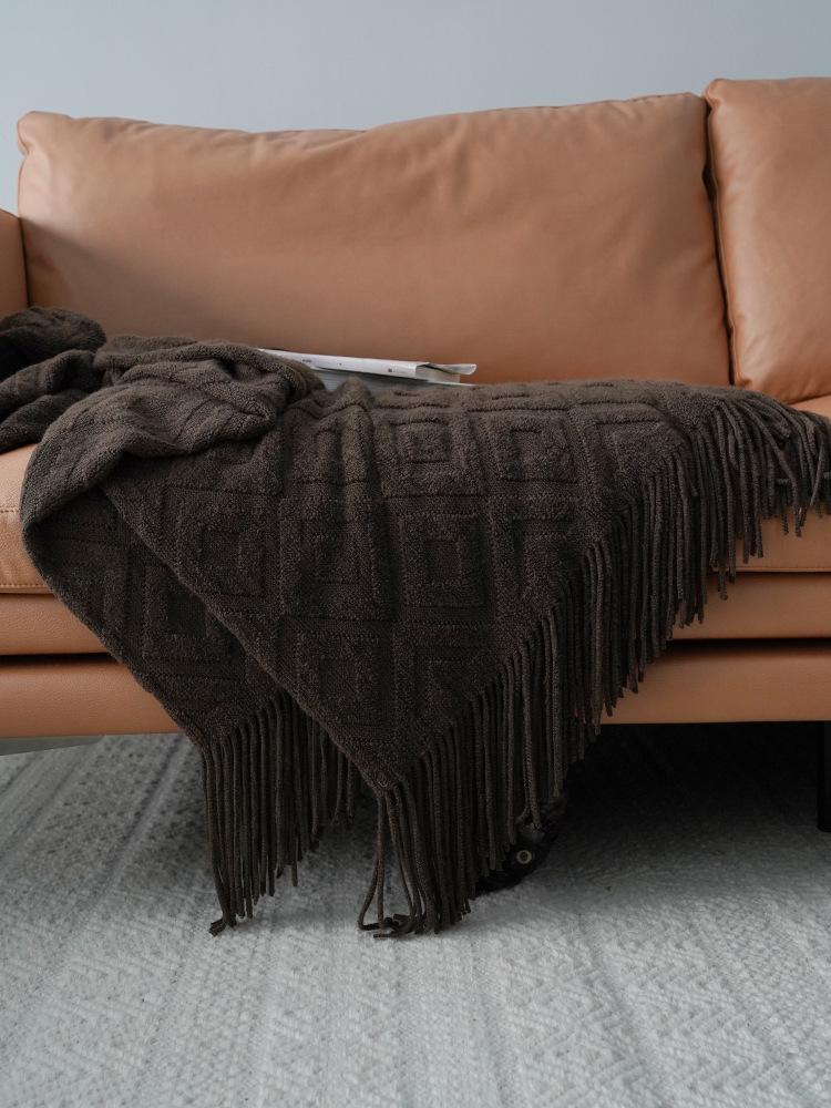 American Style Jacquard Knit Throw, Bed Runner & Sofa Blanket for Autumn/Winter