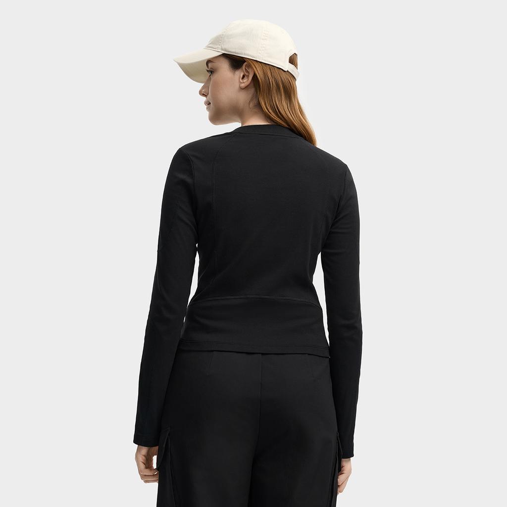FILA Original Fashion Classic Versatile Elastic Slim Fit Knitted Long Sleeve T-Shirt Women Tops F11W549208FBK