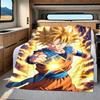 1 ks flanelová deka s potiskem Son Goku, Vysoce kvalitní pro všechna roční období, Domácí dekorace, Teplo a pohodlí, Perfektní jako vánoční dárky