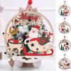Wooden Christmas Tree Pendant Snowman/Santa Claus/Elk Round Christmas Ornament Hanging Carving Christmas Decoration