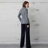 Luxurious British Style Dark Plaid Suit: Women's Jacket & Straight-Leg Pants Two-Piece Set for Autumn/Winter.