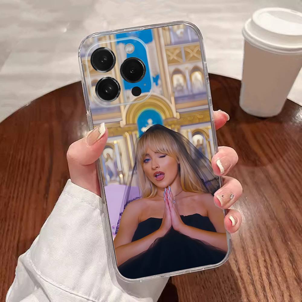 Singer S-Sabrina Pouzdro na telefon Pro iPhone 17,16,15,14,13,12,11 Plus,Pro,Max,XR,XS,Plus,E,SE4,Mini Průhledný kryt