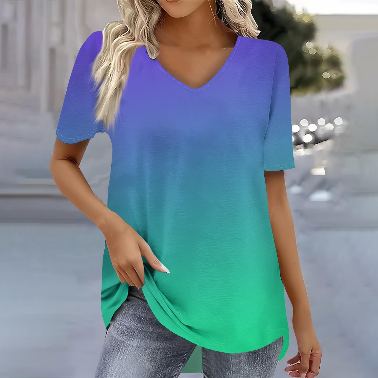 

Женская летняя повседневная футболка с V-образным вырезом и короткими рукавами, пуловер, футболка, топ L армия зеленый