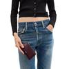 COACH Card Case 13 Contrast Color Rounded Corner Design Calfskin Card Case Mini Women Merlot Multicolor Merlot multi-color