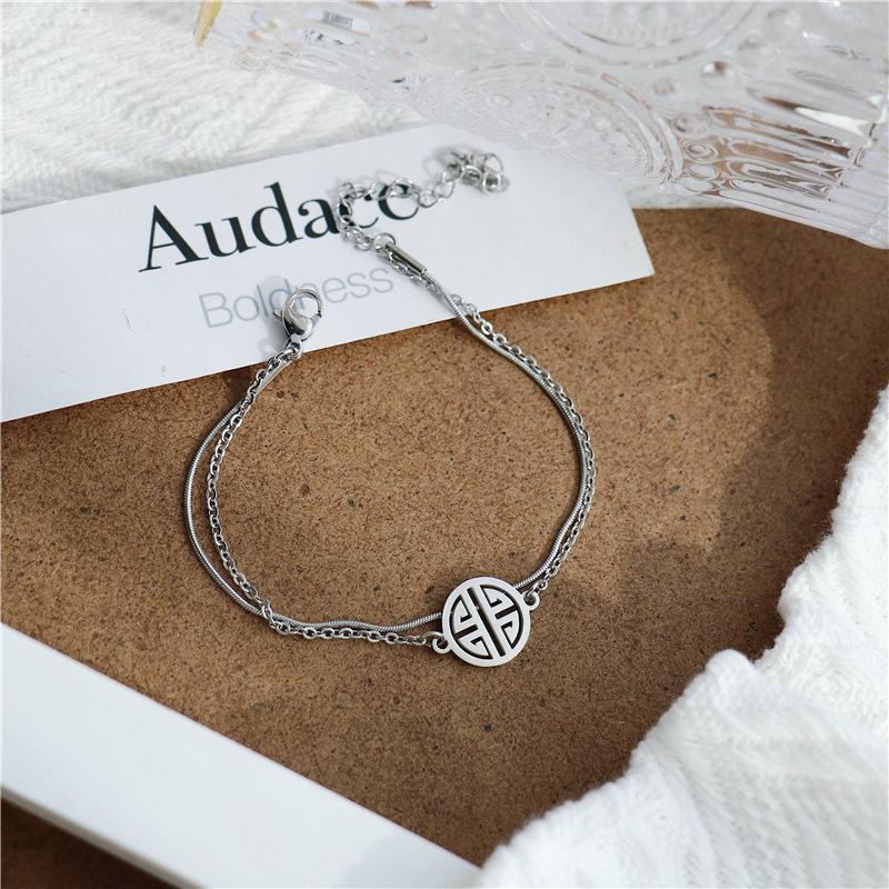 Double Layer Korean Fashion Titanium Steel Friendship Bracelet for Women - Simple, Stylish, and Trendy