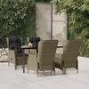 VidaXL 5pcs Garden Dining Set Brown Wicker, Outdoor Dining Set, Table and Chair 3156798