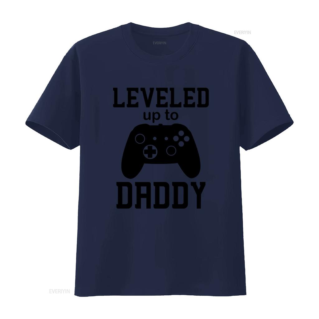 New Dad T Shirt Leveled Up to Daddy Gamer Controller Design for First Fathers Day vintage Washed graphic Soft