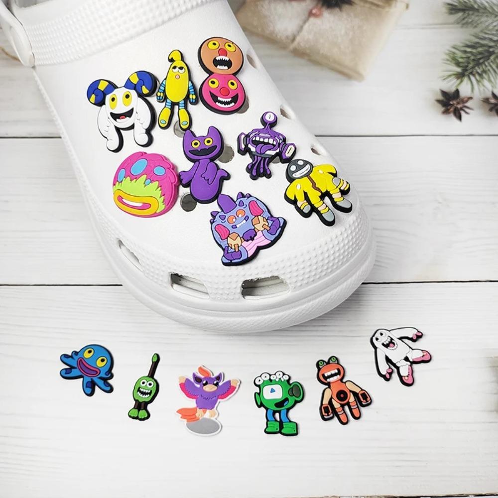 15-delige Sets Monster Muziekspel Cartoonserie Schoenaccessoires voor Klassieke Houten Klompen Decoratie, Kindercadeau