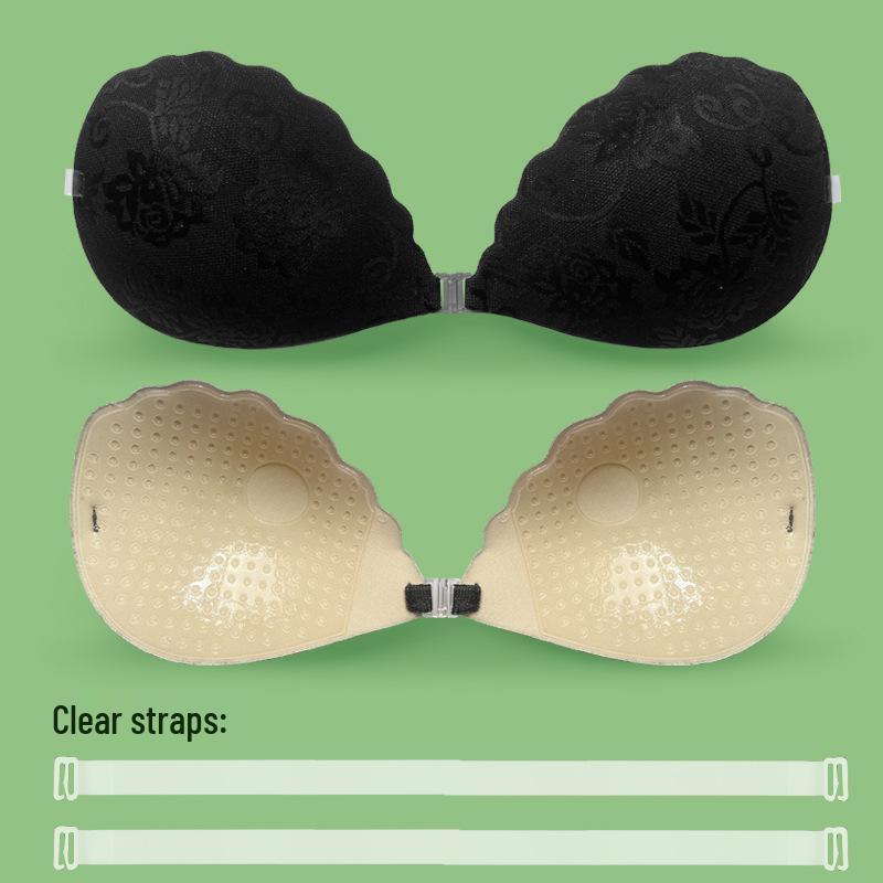 

New Lace Push-Up Invisible Bra with Silicone Nipple Covers and Breathable Shell. E чорний