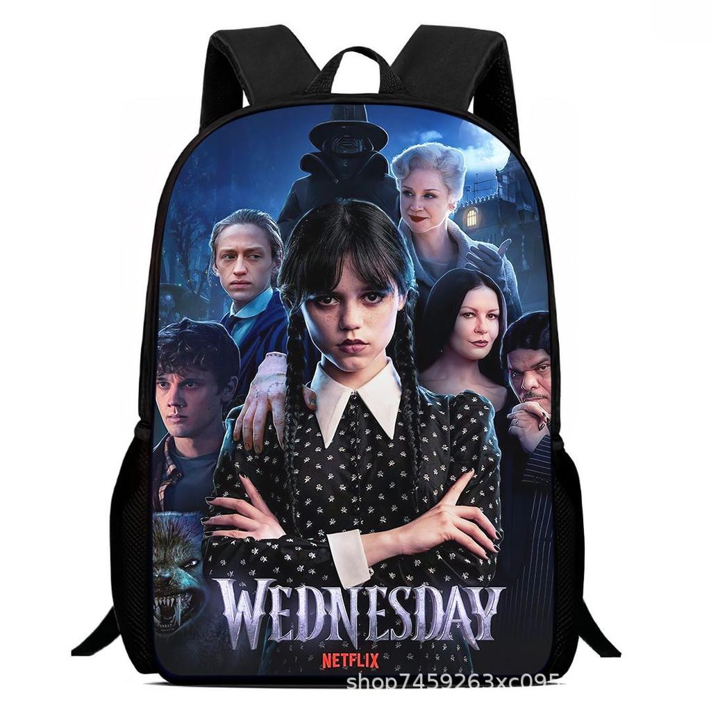 Wednesday 3 School Bag Printing Casual Multifunctional Cross-Border Backpack Straight Hair