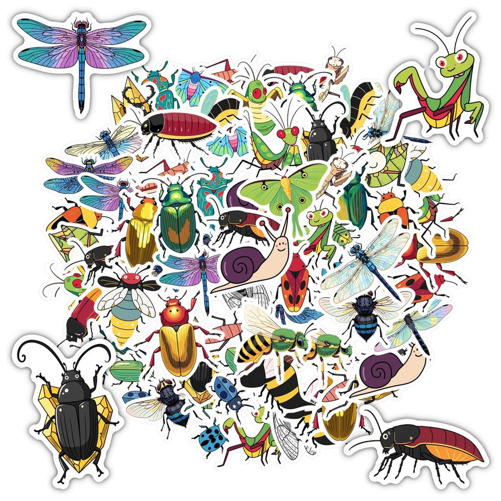 35pcs-50pcs Playful Nature Stickers Cartoon Insects Animal Stickers DIY Stickers For Guitar DIY Skateboard Laptop Luggage Decor