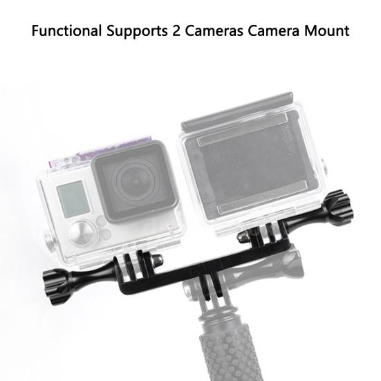 Camera Holder Double Head with Screw Supports 2 Cameras Simultaneously Action Camera Bracket for Gopro Hero 8 7 6 5 4S/ 4 /3+ /3 /2/ 1