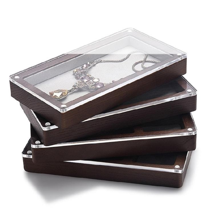 Sophisticated Sturdy Wood Jewelry Display Container with Waterproof and Clear Acrylics Top Accessory for Organization