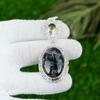 Natürlicher Mystischer Merlinit Edelstein Anhänger Schwarz 925 Sterlingsilber Schmuck