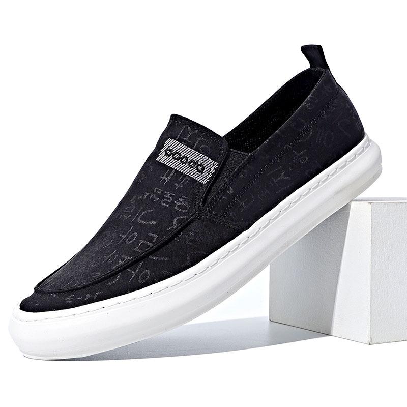 

Fashion New Casual Sneakers Men s Canvas Shoes New Sping Summer Leisure Anti-slip Lightweight Breathable Slip On Driving Shoes BD23011 38 чёрный