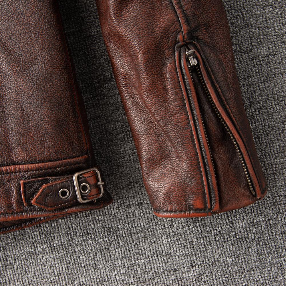 Men Leather Jacket Slim Fit Short Genuine Cow Jackets Men's Cowhide Coat Biker Style Sheepskin Clothes Spring Autumn