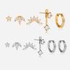 Stainless Steel Gold Plated Hoop Stud Earrings Sets with Zircon Star Leaf Shapes for Women Hypoallergenic Jewelry