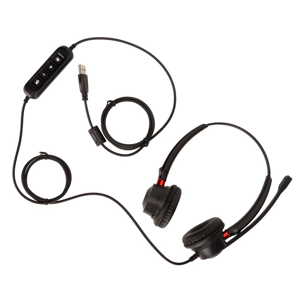 Telephone Headset Volume Adjustment Microphone Mute USB Binaural Customer Service Headset for Telema