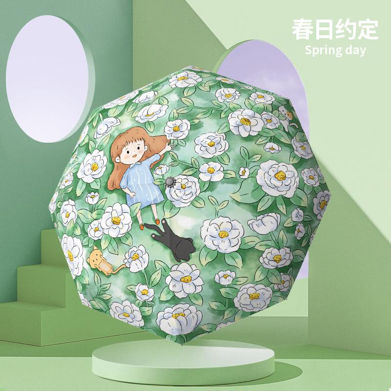 Smile Bear Small Fresh Fully Automatic Folding Sunshine and Rain Sun Umbrella
