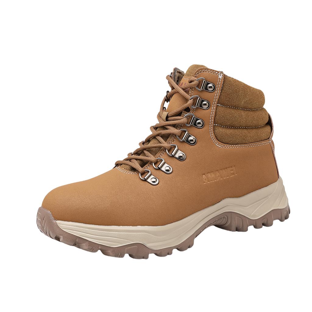 Steel Toe Safety Shoes Men, Anti-Puncture Anti-Smash Non Slip Industrial Work Boots Light Protection Brown Waterproof Boots