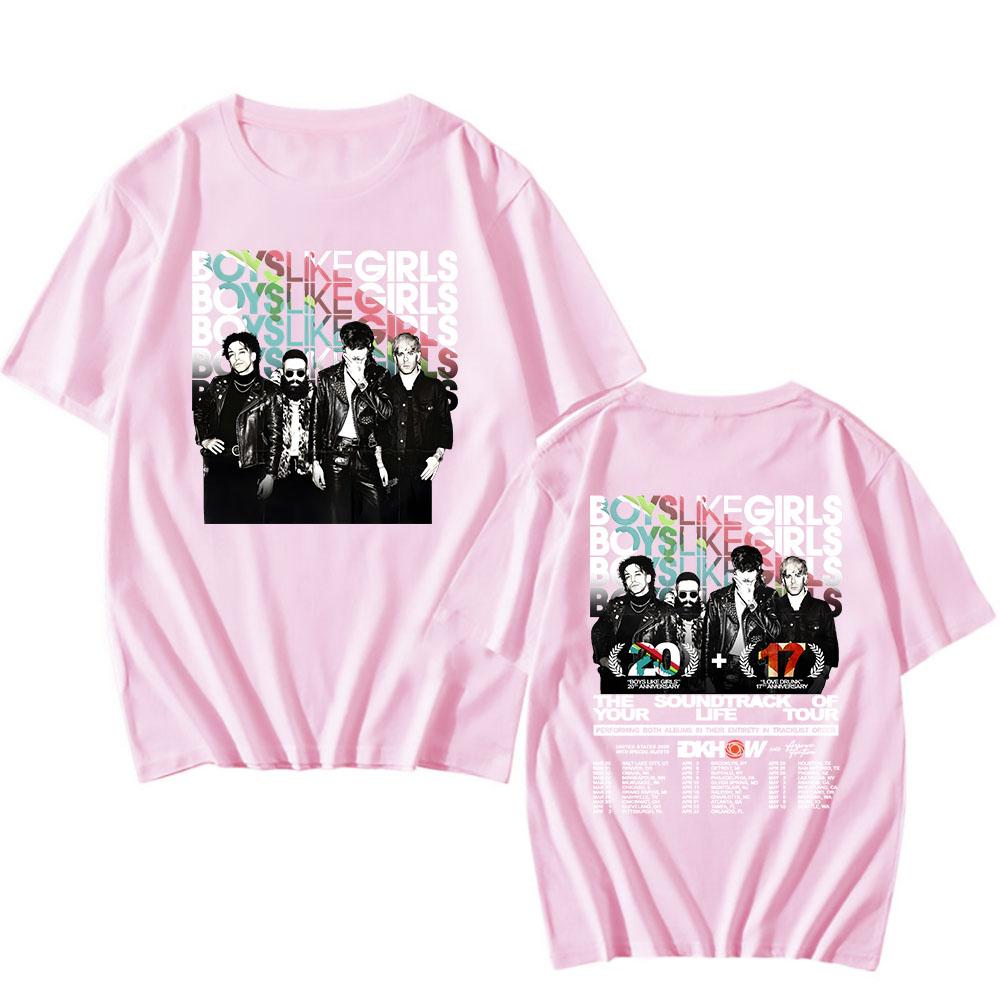 BLG THE SOUNDTRACK OF YOUR LIFE TOUR T-shirt BOYS LIKE GIRLS Rock Band Tshirts Cotton Short Sleeve Loose T Shirt Streetwear