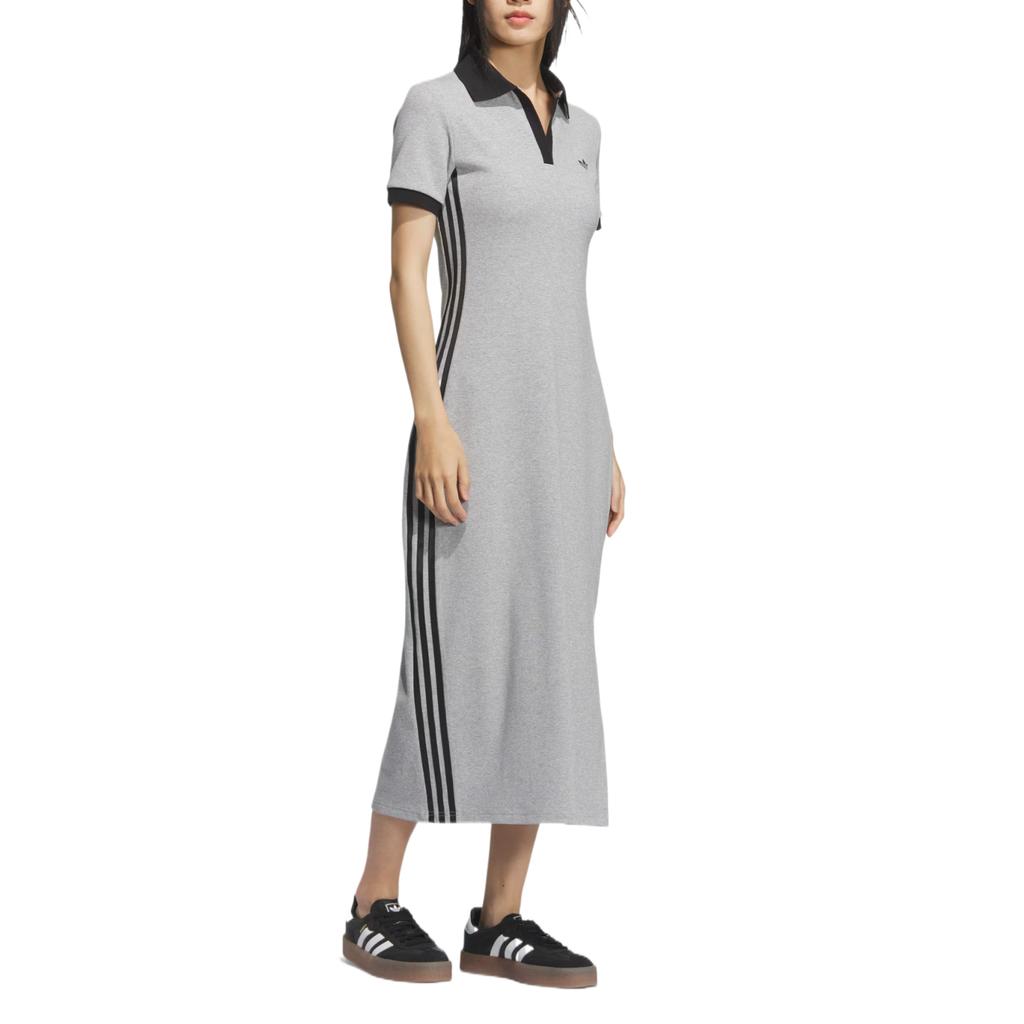 adidas Originaux Confortable Mode Simple Robe à Manches Courtes Femmes Robes Gris Moyen KF0318