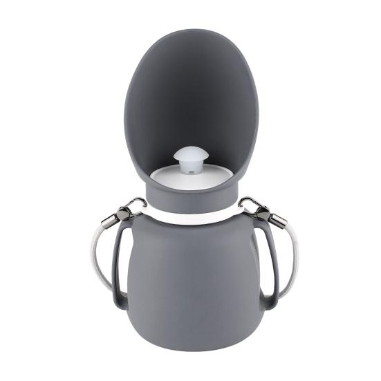 

800ml Portable Dog Water Bottle Leak Proof Silicone Puppy Water Dispenser Foldable Travel Dog Water Bowl for Outdoor Walking Hiking серый