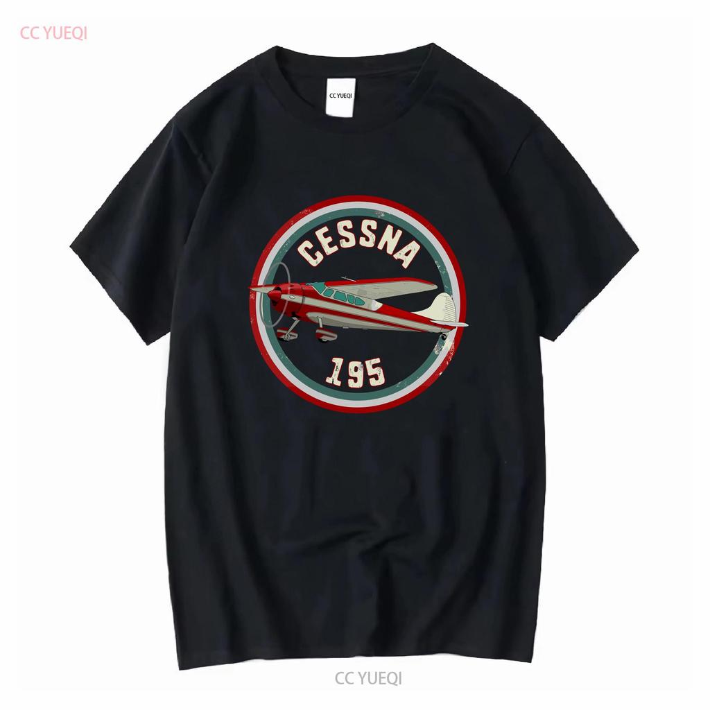 Cessna 195 Airplane T Shirt long or short sleeves vintage Washed fashion graphic Versatile Casual Top For Everyday Wear