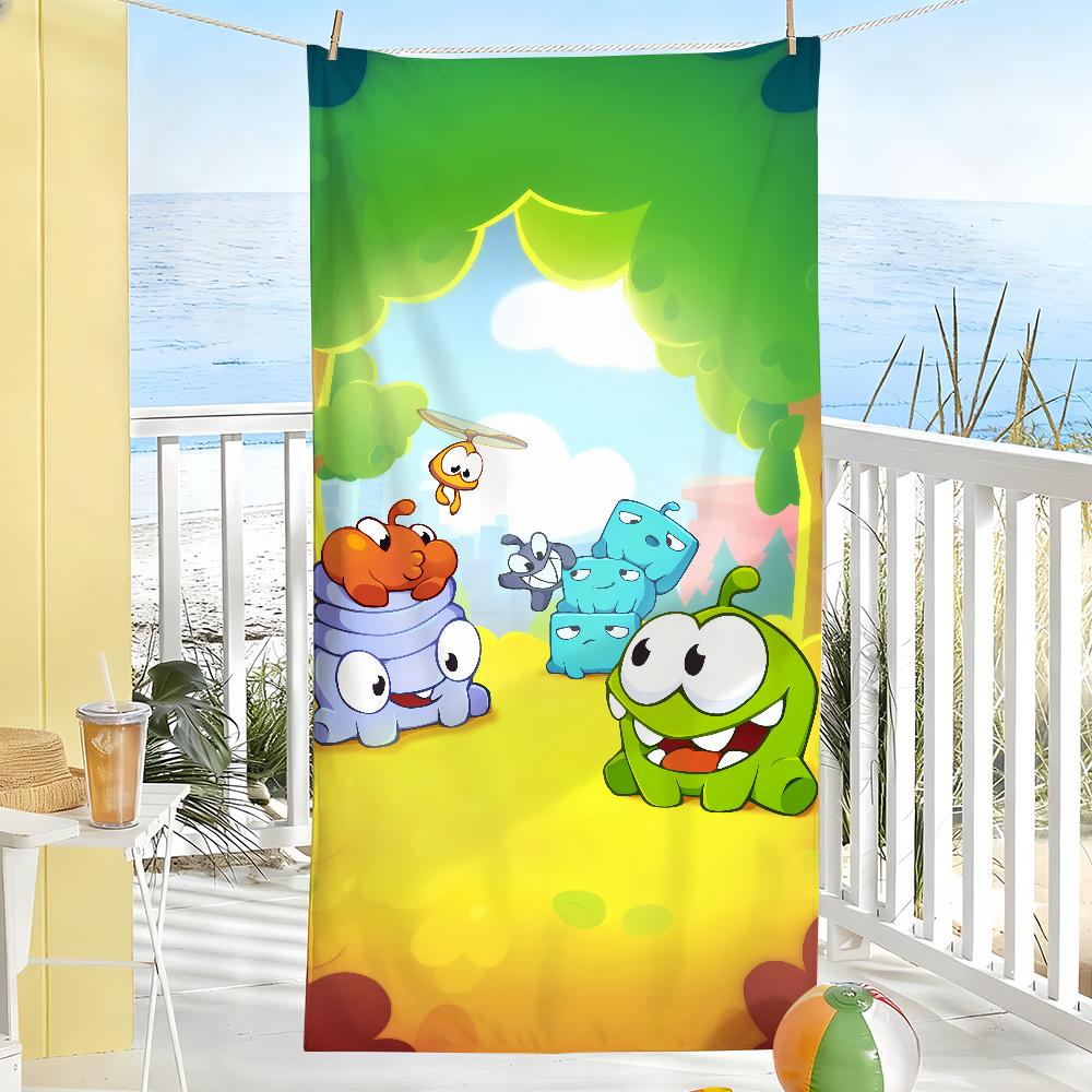 Spiel O-Om Nom-Stories Frosch Niedlich Handtuch Weich Pool Geschenk Für Reise Fitnessstudio Dusche Camping Schnelltrocknend Sport Große Strandhandtücher
