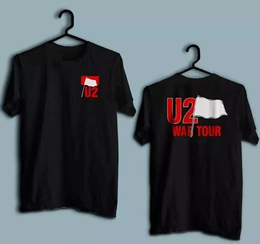 Унисекс Черная Футболка Музыкальной Группы U2 War Tour Унисекс Футболка S