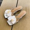 Fashion Women's French Summer Beach Cool Slippers Womens Elegant Flower Design Comfort  Slippers New Square Head Sandals Sandalias Mujer