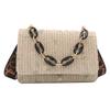 Fashion Straw Woven Bag for Women Lace Flower Crossbody Bag Versatile Small Square Chain Shoulder Handbag