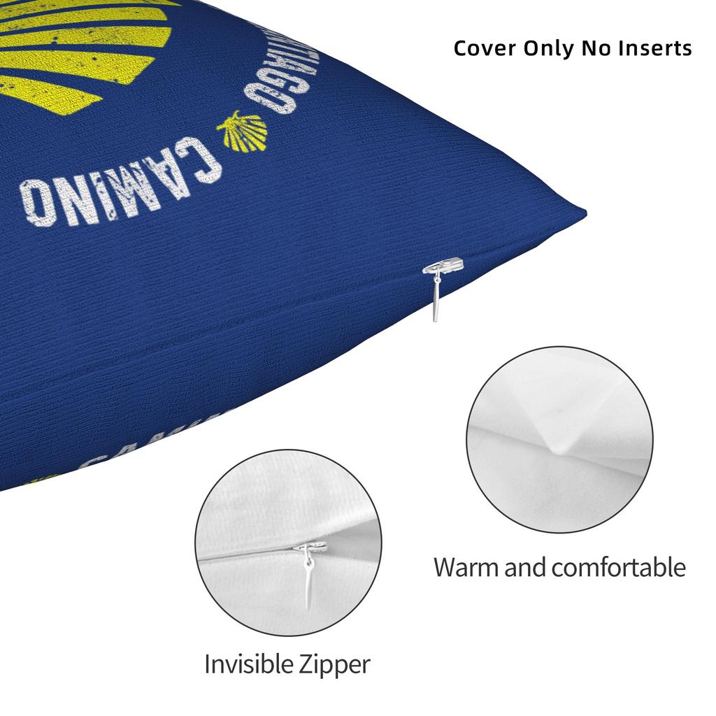 Buen Camino De Santiago Square Pillowcases Home Compostela Peregrino Cushion Cover Cute Home Decoration Throw Pillow Case 40*40