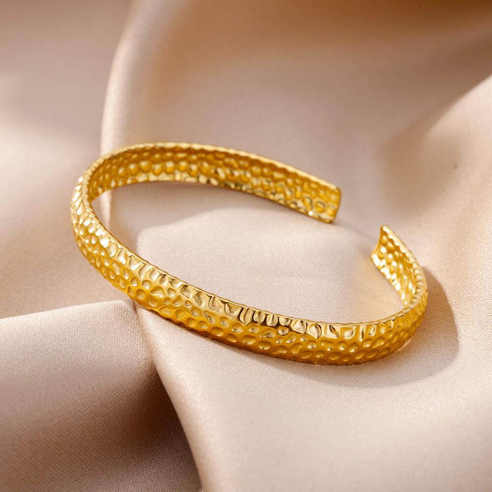 Bracelets Joncs Ouvrants à Trois Couches en Acier Inoxydable pour Femmes Rétro Couleur Or Bracelet Manchette Esthétique Zircon Pulseras Cadeaux