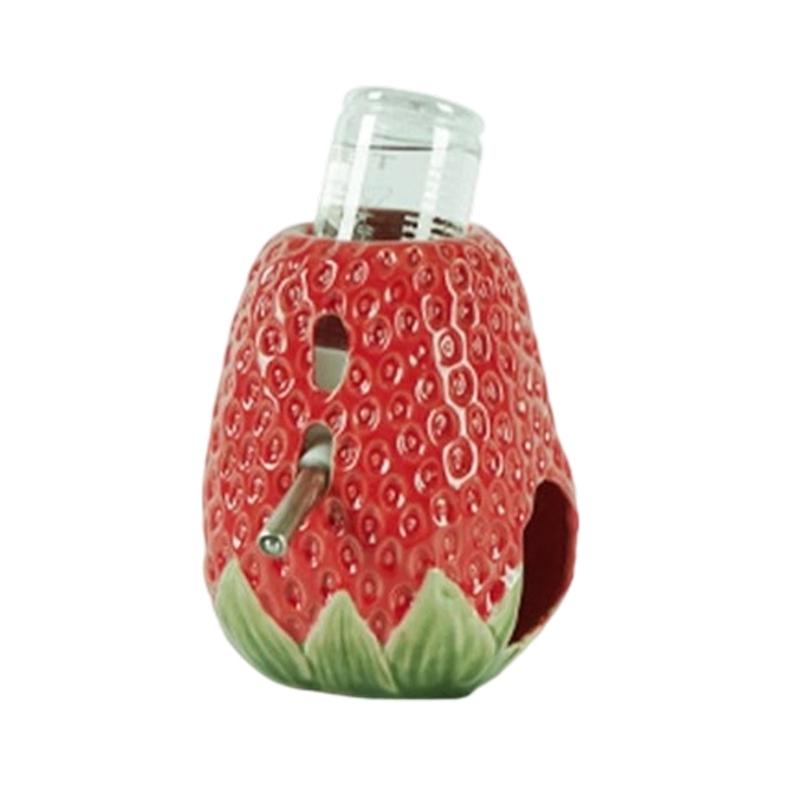 

Chew Resistant Ceramic Hamster Drinking Dispenser Strawberry Shelter Cave Small Animal Water Dispenser Feeding Accessory червоний