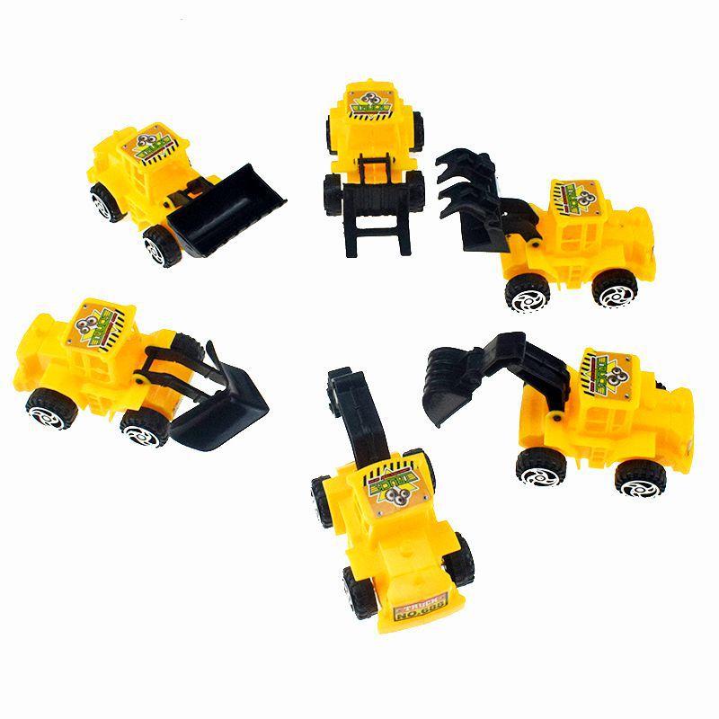 6pcs Plastic Yellow Mini Construction Vehicle Toys Puzzle Truck Model Toy Cake Decorations Children's Birthday Party Decorations