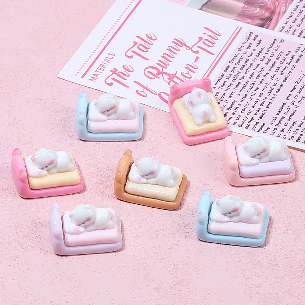 3D Lying Cat DIY Hair Clip Kit - Cream Glue & Resin Accessories