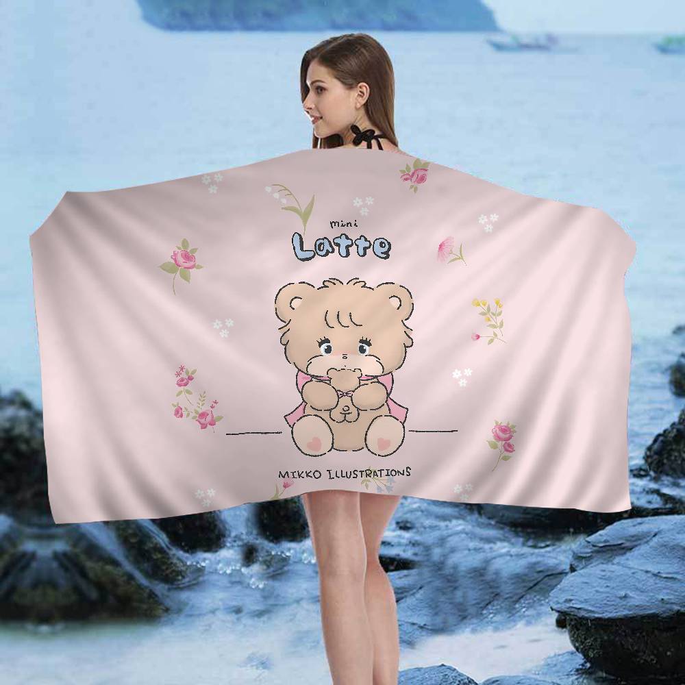 kawaii Cat Mikko artwork I-Illustrations Big Microfiber Beach Towels Quick Dry Towel Sand Pool Towel for Travel Swim Pool Yoga