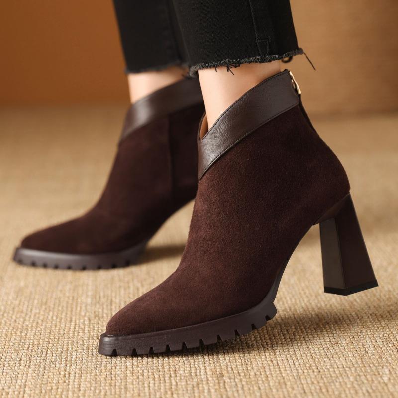 Pointed Toe High Heels Women's Boots Elegant Pumps Woman Shoes Winter 2025 Fashion Chunky Shoes Sexy Chelsea Boots Mujer Zapatos