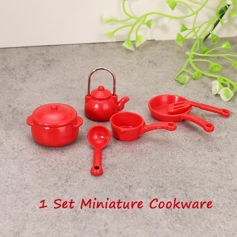 1 Set Kids Toys 1:12 Dollhouse Miniature Soup Pot Spoon Pan Kettle Model Kitchen Cookware Accessories DIY Decoration