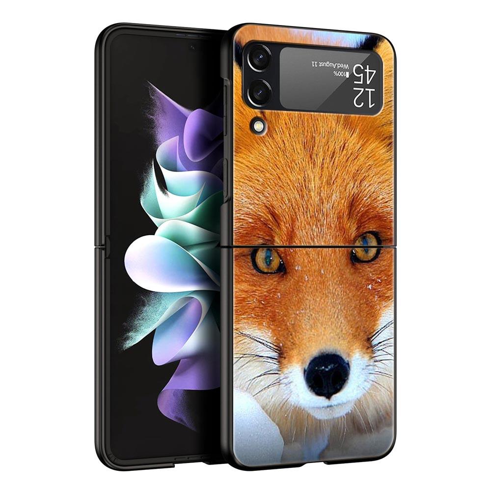 Cute Red Fox dárkové pouzdro na luxusní telefon Samsung GalaxyZ Flip 4 5 Fold Black Hard PC Shell pro Samsung Z Flip 3 Cover Couqe