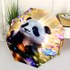 Panda, Flowers Theme 8 Bone Hand Automatic Folding Umbrella, Compact and Portable Design, A Perfect Gift for Birthday, Christmas or Business