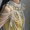 Sexy Damen Perlen Körperkette BH Verstellbare Größe Schal Halsketten Kragen Schulter Mode Oberteile Kettenhalsketten Körperschmuck