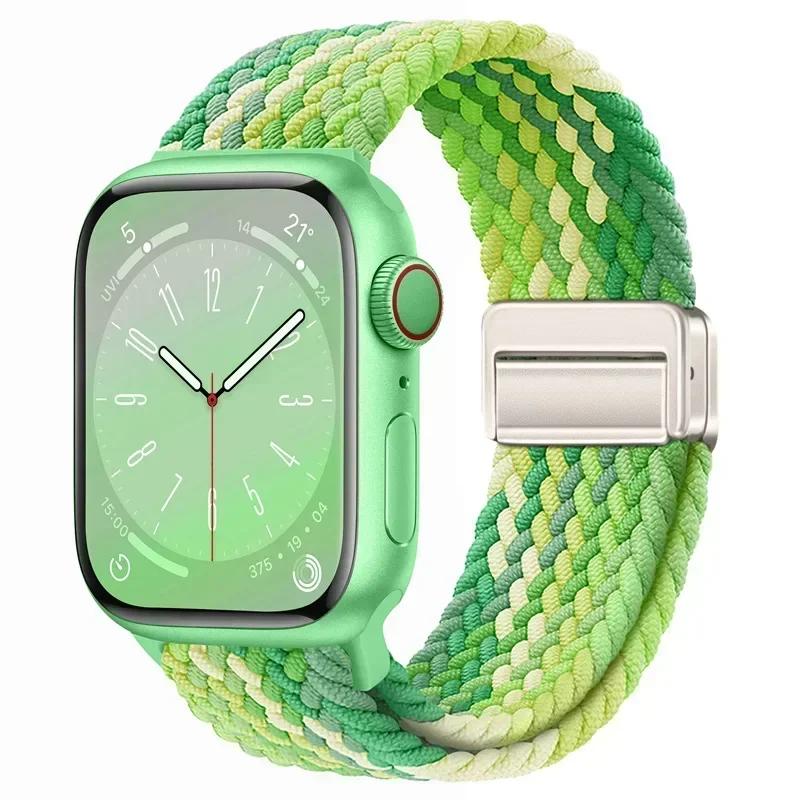 Nylon Braided Loop Strap for Apple Watch Ultra2 49mm 9 8 7 45 41mm Metal Magnetic Bracelet Wristband for 6 5 4 3 SE 44 40mm Band
