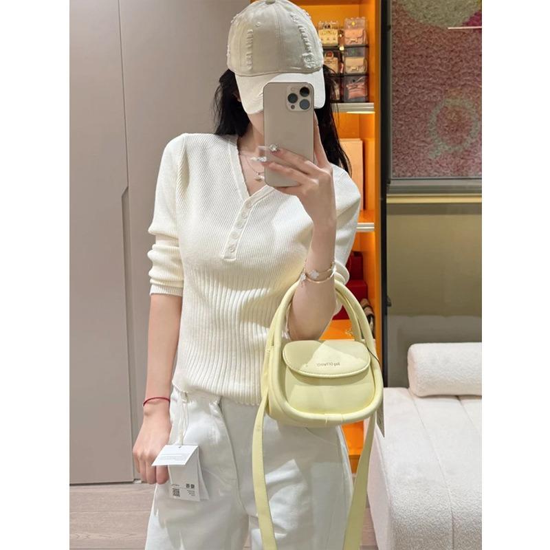 

Selected collar half-button long-sleeved wool knitted sweater women s spring new slim-fit waist display One size fits all [recommended 80-60kg]