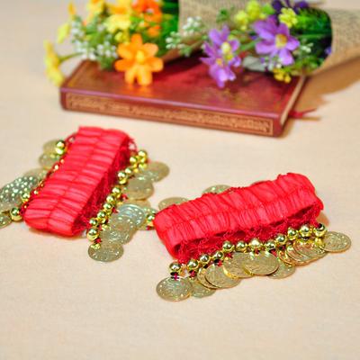 Pulseras de Monedas Metálicas para Danza del Vientre 1 Par Puños de Tobillo para Muñeca para Danza del Vientre Pulseras de Monedas Doradas de Gasa Accesorios para Danza del Vientre