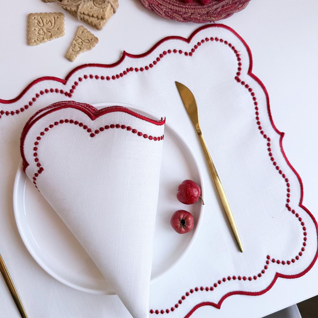 Embroidered Placemat Cream Style Retro Napkin Fabric Lace Insulation Mat Wedding Banquet Table Decoration Mat