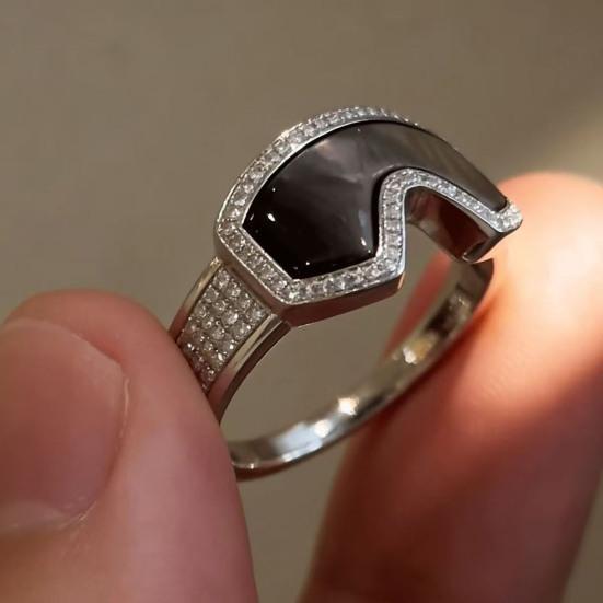 Skibrillenförmiger Verstellbarer Ring 3D Wintersport Fingerring Wintermantel Schmuck Accessoire Ski-Enthusiasten Geschenk