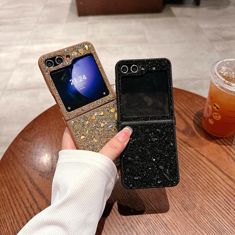 Suitable for Samsung ZFlip5 Flash Diamond Loose Powder Mobile Phone Case Flip4 Folding Screen Fold5 Full Cover Protective Case Fairy