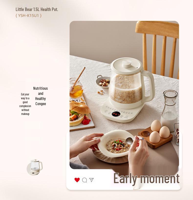 Little Bear 2025 Electric Stew & Boil Teapot Kettle – Compact All-in-One Tea Maker